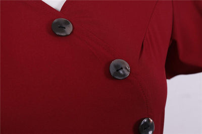 Bordowa Sukienka Vintage Zapinana Na Guziki