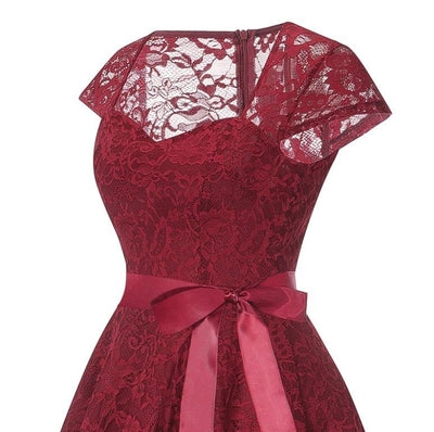 Burgundowa Haftowana Sukienka Vintage