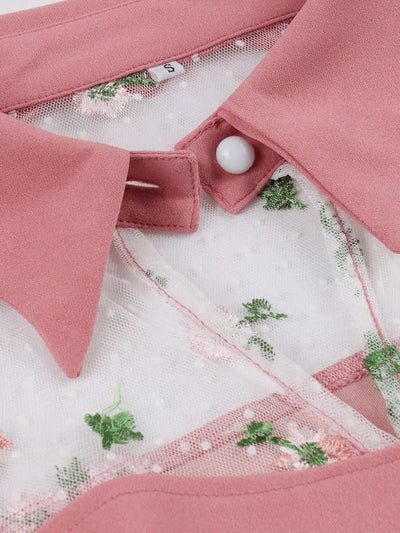 Różowa Sukienka Z Kołnierzykiem Piotruś Pan W Stylu Vintage