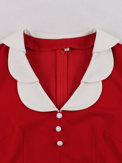 Czerwona Ołówkowa Sukienka W Stylu Vintage