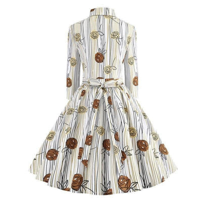 Vintage Dress Rysunek Długie Rękawy