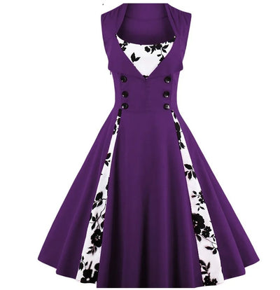 Fioletowa Sukienka Vintage Plus Size Z Lat 60