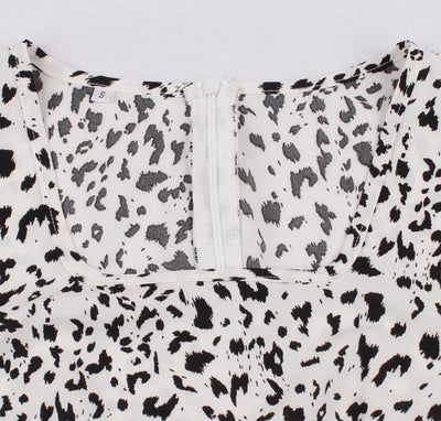 Biała Sukienka Vintage Plus Size Z Wysokim Stanem