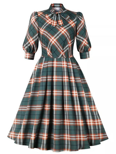 Zimowa Sukienka Vintage W Kratę