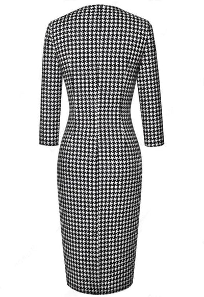 Czarno-Biała Zimowa Sukienka Vintage