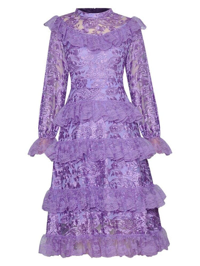 Lawendowa Suknia Dla Gościa Weselnego W Stylu Vintage