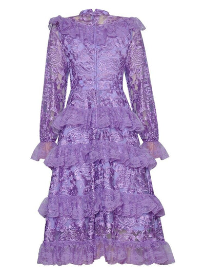 Lawendowa Suknia Dla Gościa Weselnego W Stylu Vintage