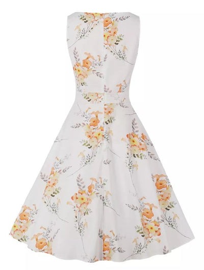 Biała Długa Sukienka Vintage Z Lat 50