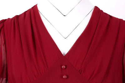 Burgundowa Długa Sukienka Z Lat 50