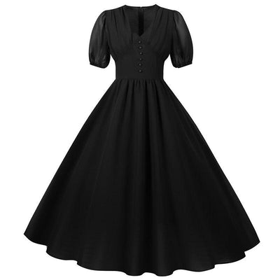 Czarna Długa Sukienka Vintage Z Lat 50