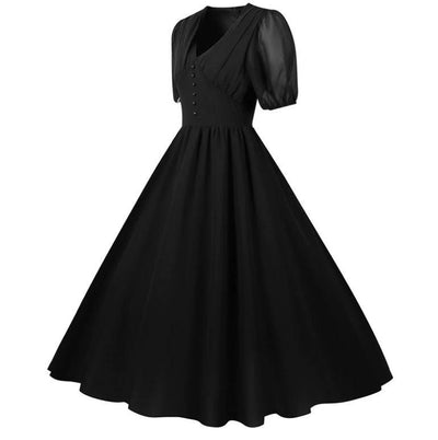 Czarna Długa Sukienka Vintage Z Lat 50