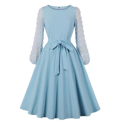 Niebieska Długa Sukienka Vintage W Stylu Boho