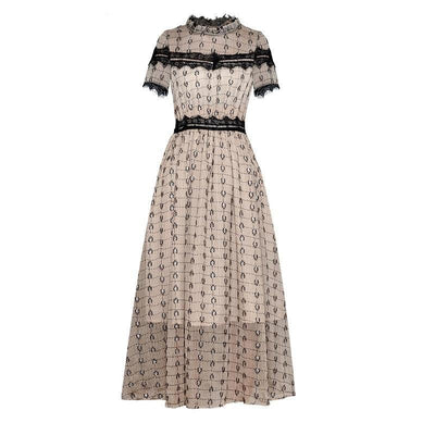 Sukienka W Stylu Vintage Z Krótkim Rękawem