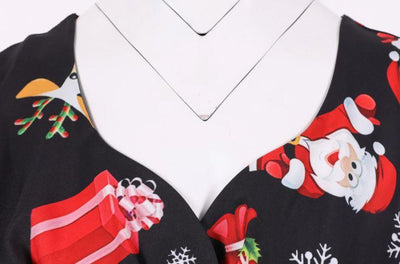 Czarna Świąteczna Sukienka Vintage Plus Size