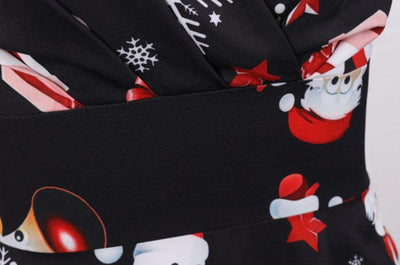 Czarna Świąteczna Sukienka Vintage Plus Size