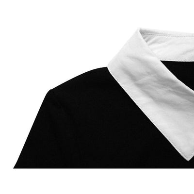 Czarna Sukienka Vintage Z Białym Kołnierzykiem