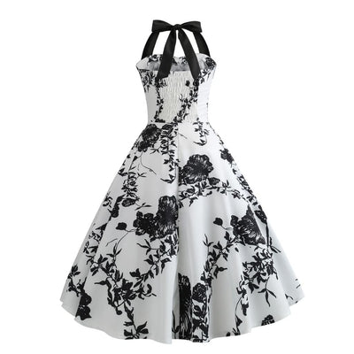 Sukienka Pin-Up Vintage W Czarne Kwiaty
