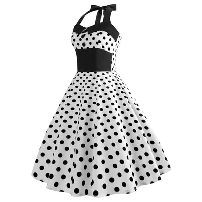 Sukienka Vintage - Pin-Up W Białe Kropki