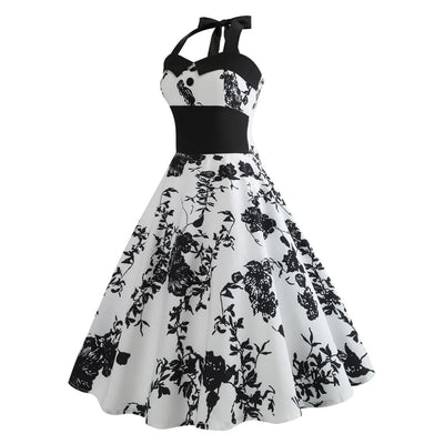 Sukienka Pin-Up Vintage W Czarne Kwiaty