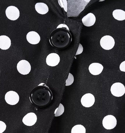 Czarna Sukienka W Kropki W Stylu Vintage Pin Up