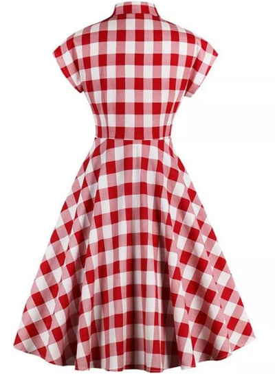 Sukienka Pin Up Vintage W Czerwoną Kratkę