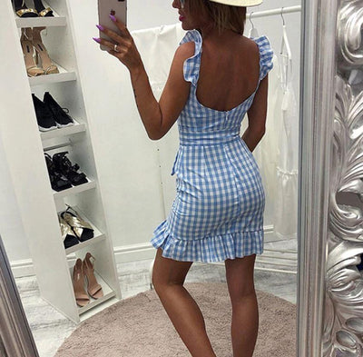 Niebieska Sukienka Plażowa W Stylu Vintage