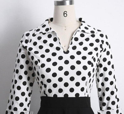 Sukienka Vintage W Czarne Kropki