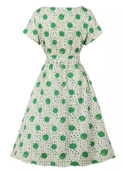 Sukienka Vintage W Paski W Kropki