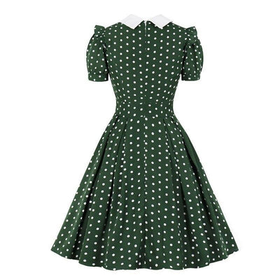 Zielona Sukienka Vintage W Kropki