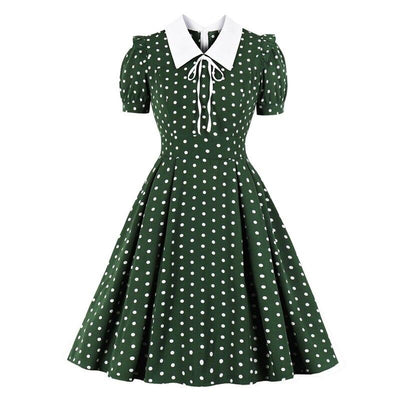 Zielona Sukienka Vintage W Kropki