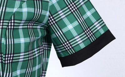 Sukienka Vintage W Zielono-Czarne Paski