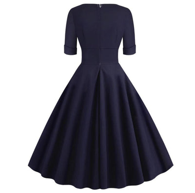 Granatowa Sukienka Rockabilly Z Lat 50