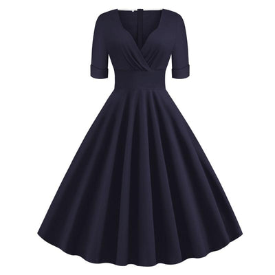 Granatowa Sukienka Rockabilly Z Lat 50