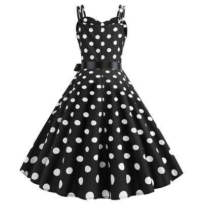 Czarna Sukienka W Kropki Vintage Rockabilly