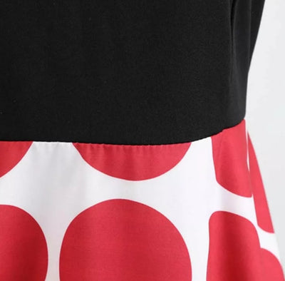 Czerwono-Czarna Sukienka Rockabilly W Stylu Vintage