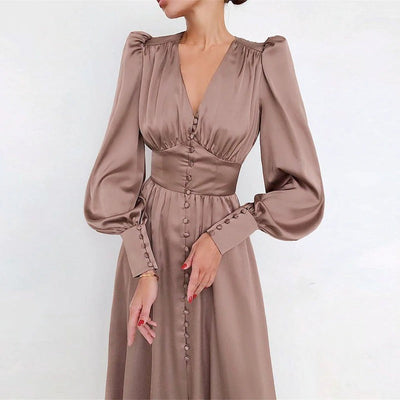 Satynowa Sukienka W Stylu Vintage