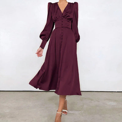 Satynowa Sukienka W Stylu Vintage