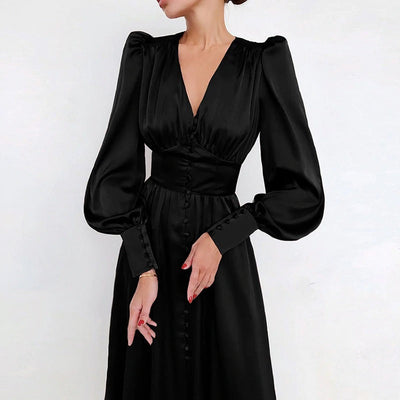 Satynowa Sukienka W Stylu Vintage