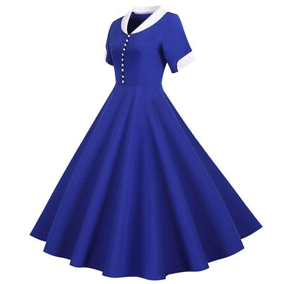 Niebieska Sukienka Vintage Z Lat 50