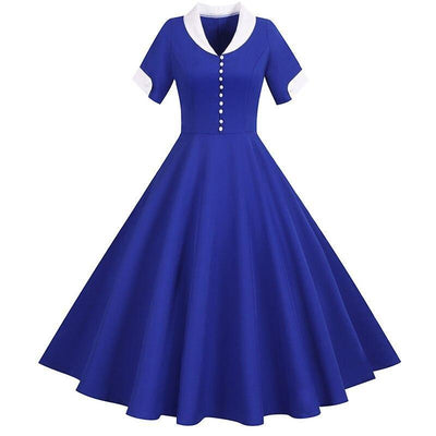 Niebieska Sukienka Vintage Z Lat 50