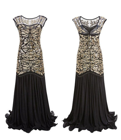 Złota Sukienka Flapper Vintage Z Lat 20. XX Wieku