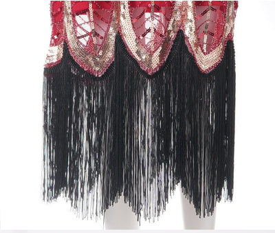 Czerwona Sukienka Vintage Gatsby Z Lat 20. XX Wieku