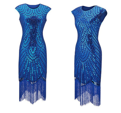 Niebieska Sukienka Plus Size W Stylu Lat 20
