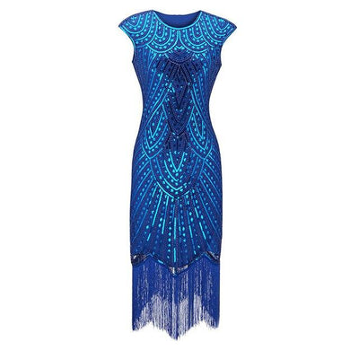 Niebieska Sukienka Plus Size W Stylu Lat 20