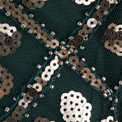 Zielonozłota Sukienka Vintage Plus Size Z Lat 20. XX Wieku