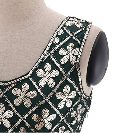 Zielonozłota Sukienka Vintage Plus Size Z Lat 20. XX Wieku