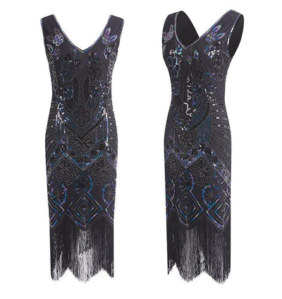 Czarna Sukienka W Stylu Paryskim Z Lat 20. XX Wieku