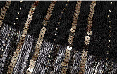 Czarna Złota Sukienka Retro Z Lat 20. XX Wieku