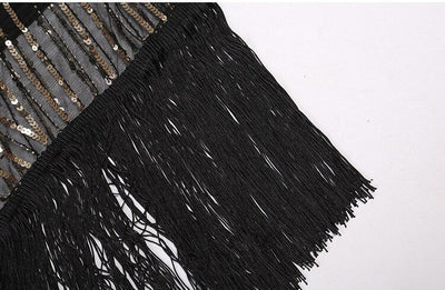 Czarna Złota Sukienka Retro Z Lat 20. XX Wieku