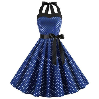 Niebieska Sukienka W Stylu Vintage